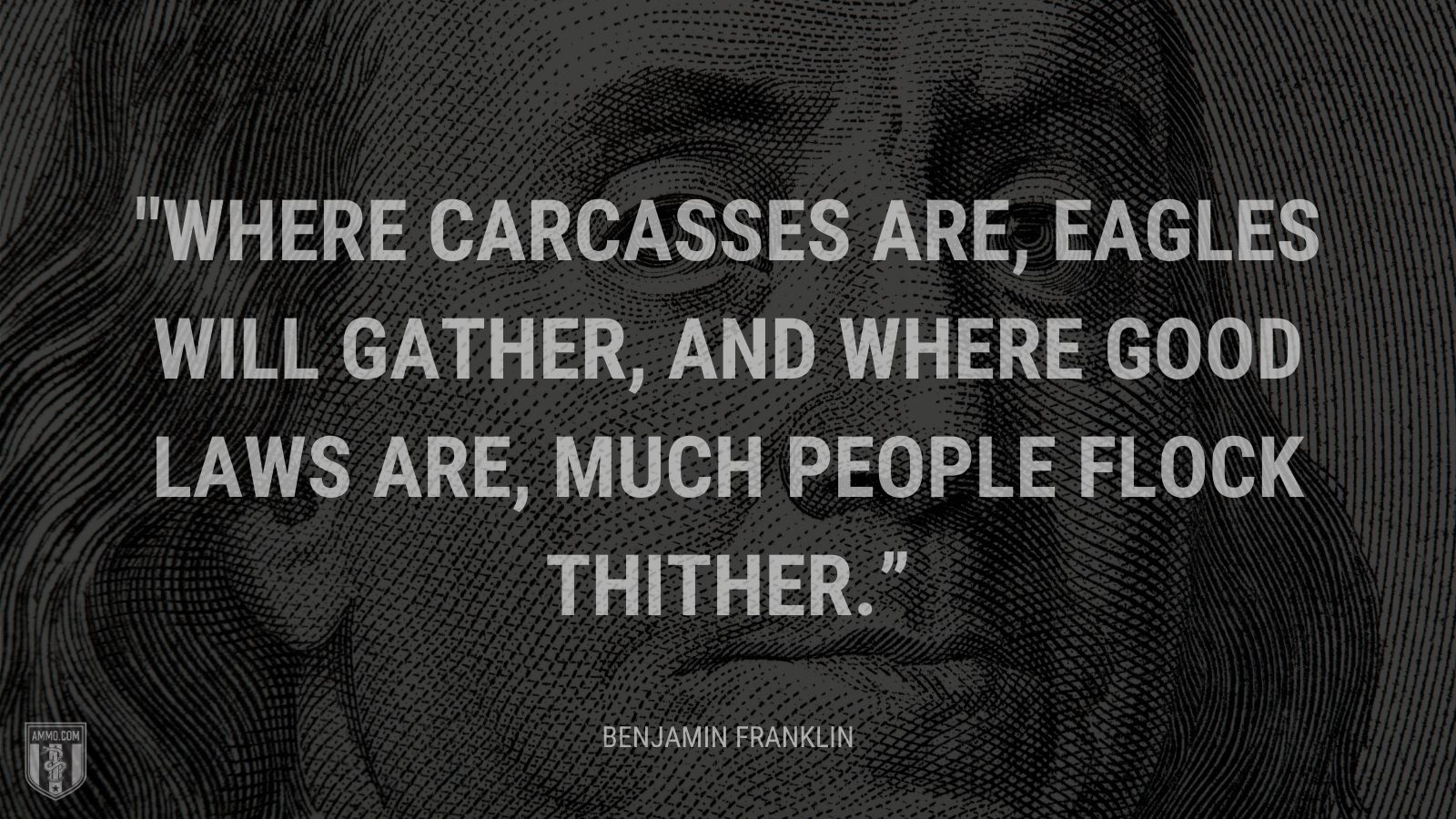 “Where carcasses are, eagles will gather, And where good laws are, much people flock thither.” - Benjamin Franklin